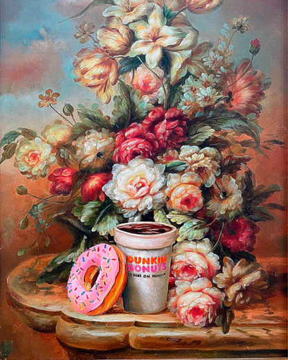 Renaissance Floral Poster | Vibrant Roses & Lilies | Pink Donuts