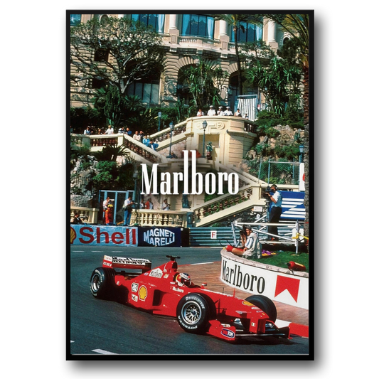 Vintage Formula 1 Poster | Monaco Grand Prix Racing Art | 1998 Ferrari F300 Tribute | Michael Schumacher Display