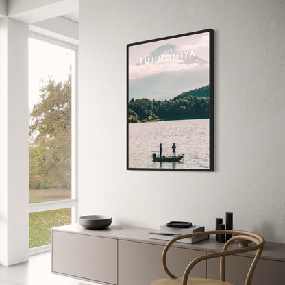 Lake Motosu Fishing | Fujinomiya | Peaceful Lake Fishing Scenes | Outdoor Japanese Scenery | Japanese Architecture Posters