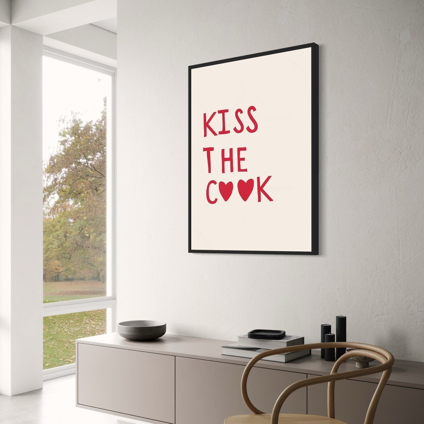 Minimalist Kitchen Art | Kiss The Cook | Black & White