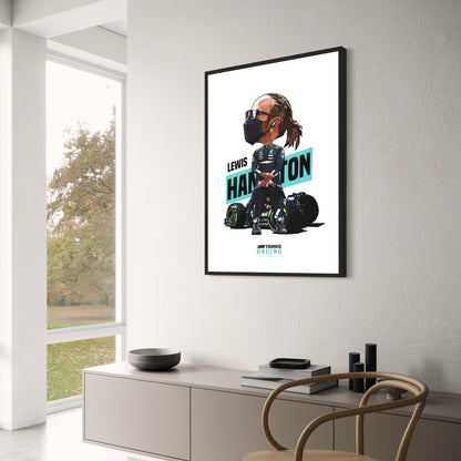 Cartoon Lewis Hamilton Helmet | F1 Racing Art
