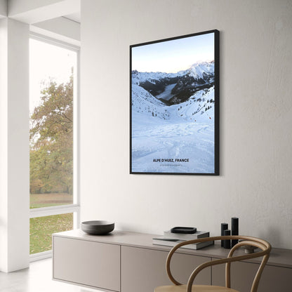 Sweeping Snowscapes Poster | Alpe d'Huez Winter Scenery | Stunning French Alpine Landscape Art | Capture the Beauty of Snowy Mountains