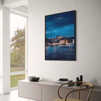 Sultan Ahmed Mosque at Night | Illuminated Blue Mosque Poster | Nighttime Splendor in Istanbul Artwork | Historic Constantinople Scene