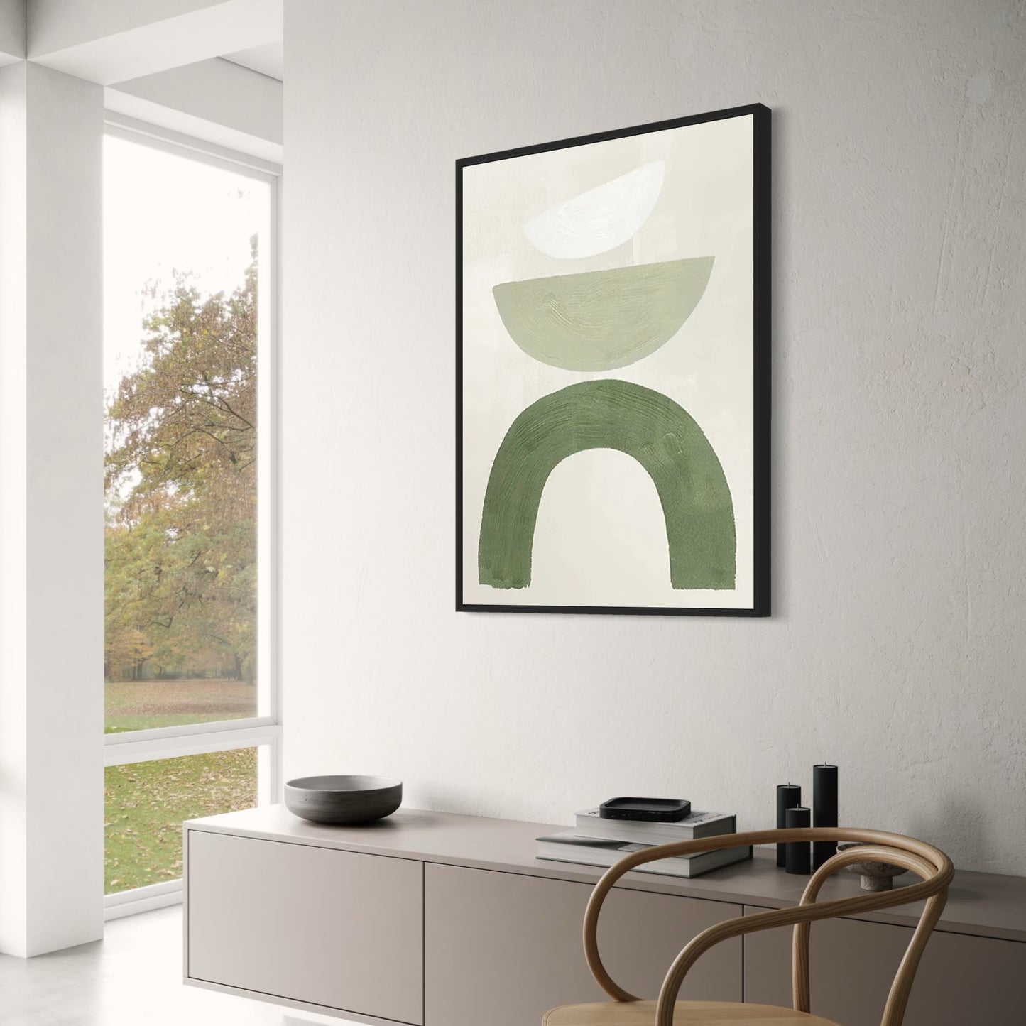 Simple Green Forms | Modern Oasis Poster | Elegant Home Decor | Wall Art for Living Room | Minimalist Design