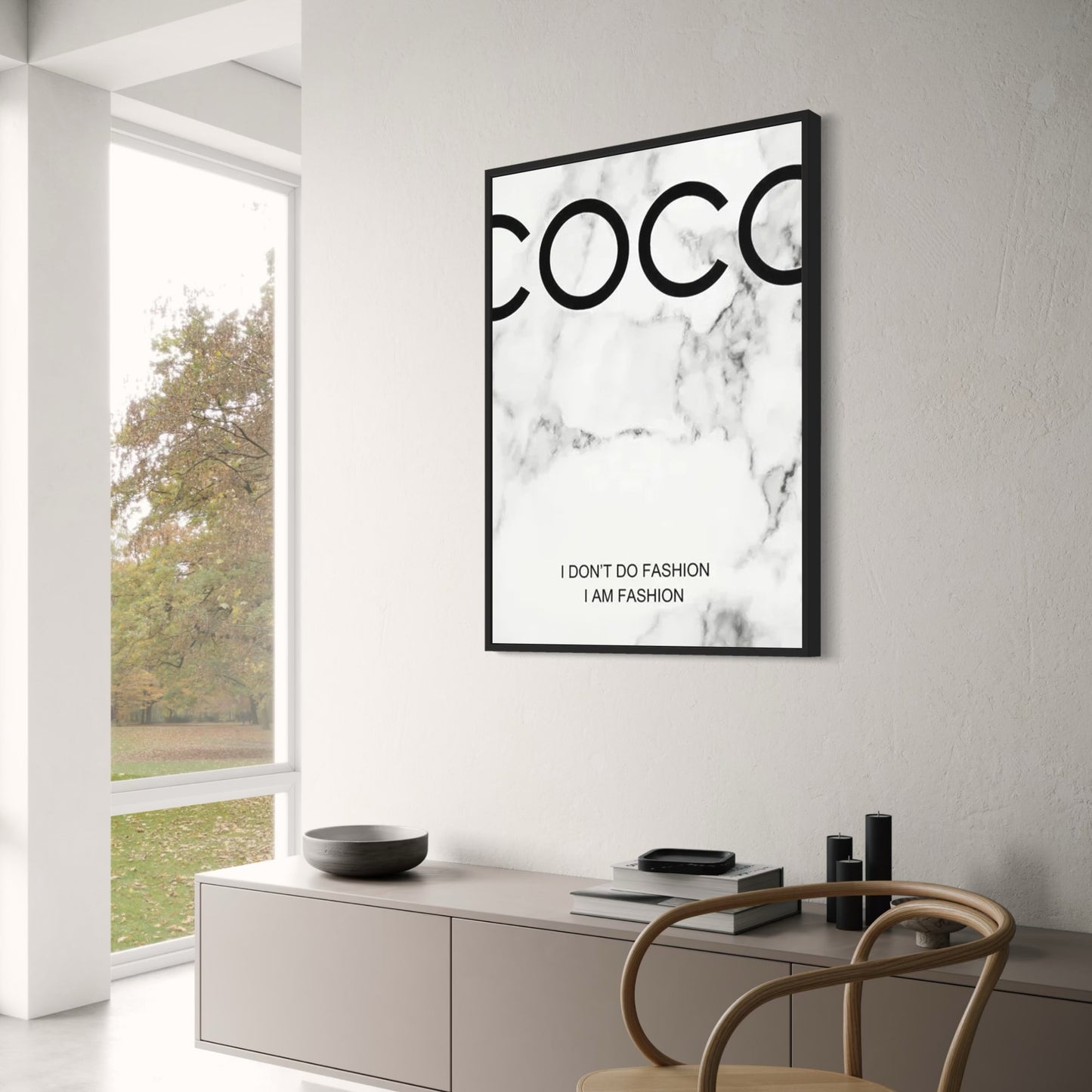 Coco Chanel Quote Poster | Marble Design | Inspirational Decor | "I Don't Do Fashion, I Am Fashion"