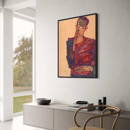 Egon Schiele Introspective Self-Portrait | Fine Art