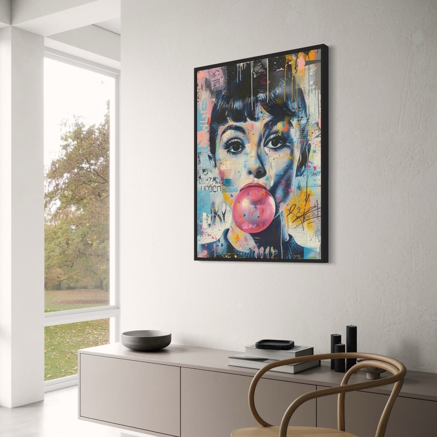 Bubble Gum Blowing Woman | Vibrant Pop Art