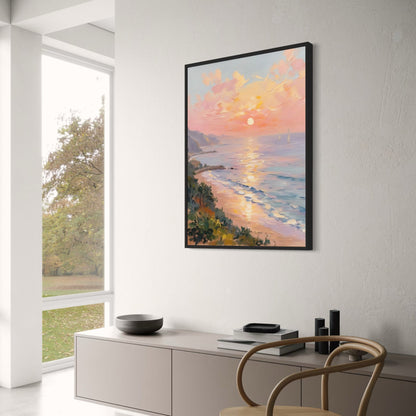 Calming Coastline Poster | Serene Beach Scene | Ocean Waves Art | Tranquil Seashore Print | Wall Decor | Coastal Vibes | Relaxing Landscape Artwork