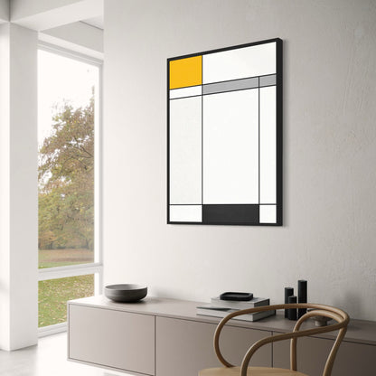 Mondrian | Composition in Black, White, Yellow & Gray | Modern Abstract