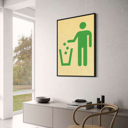 Vintage Garbage Can Warning Sign | Industrial Danger Art