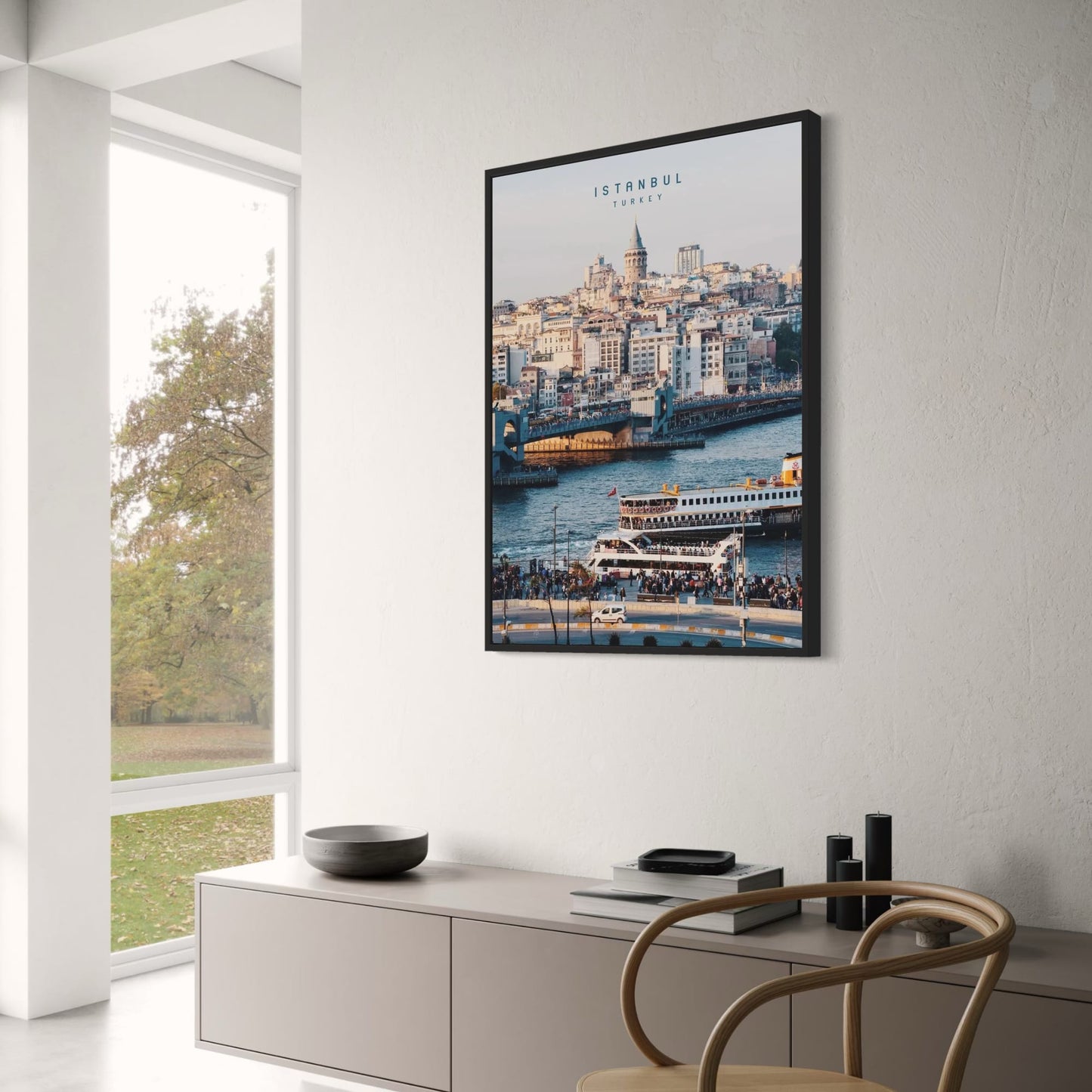Galata Bridge Poster | Istanbul Cityscape | Bustling Life Over Golden Horn | Stunning Wall Art for Home Decor | Scenic Constantinople Views