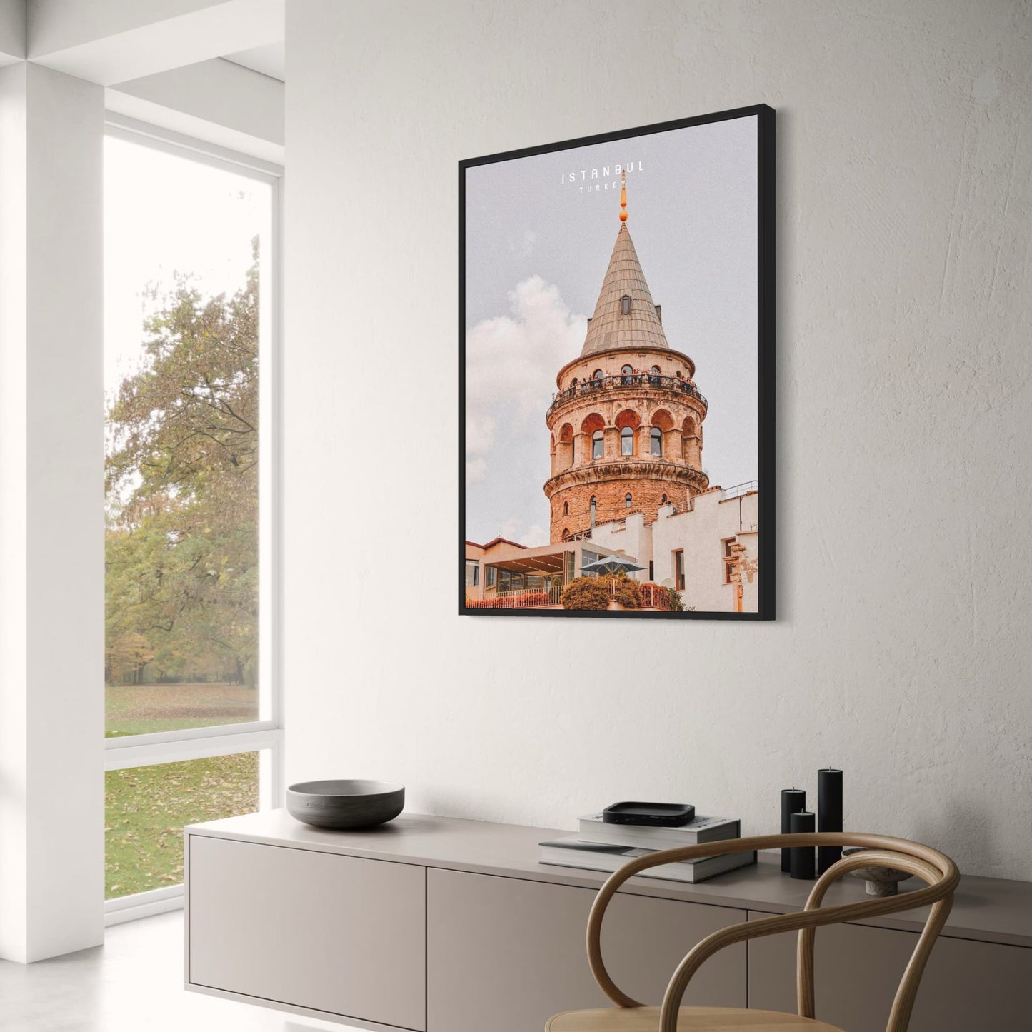 Galata Tower Poster | Istanbul Cityscape | Historic Landmark | Daytime Scene | Explore Turkish Heritage