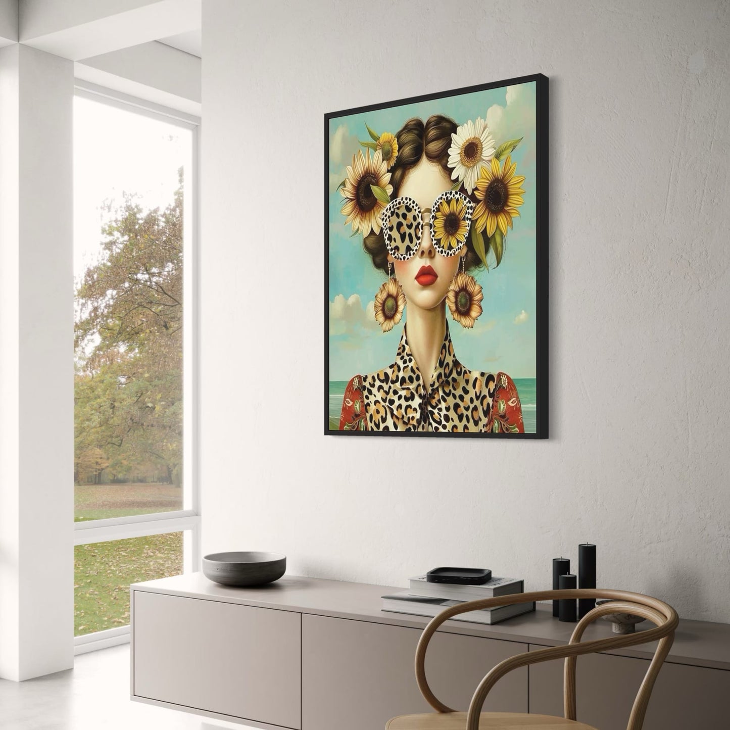 Sunflower Girl | Leopard Print & Rustic Floral