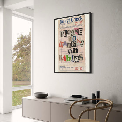 No Dancing on Tables | Vintage Kitchen Art