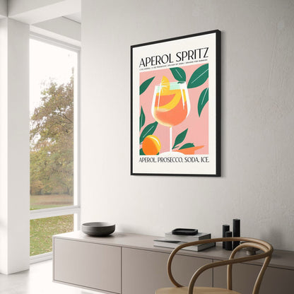Aperol Spritz Cocktail Poster | Vibrant Party Print | Ingredients | Prosecco, Soda, Ice | Home Bar Decor | Kitchen Wall Art