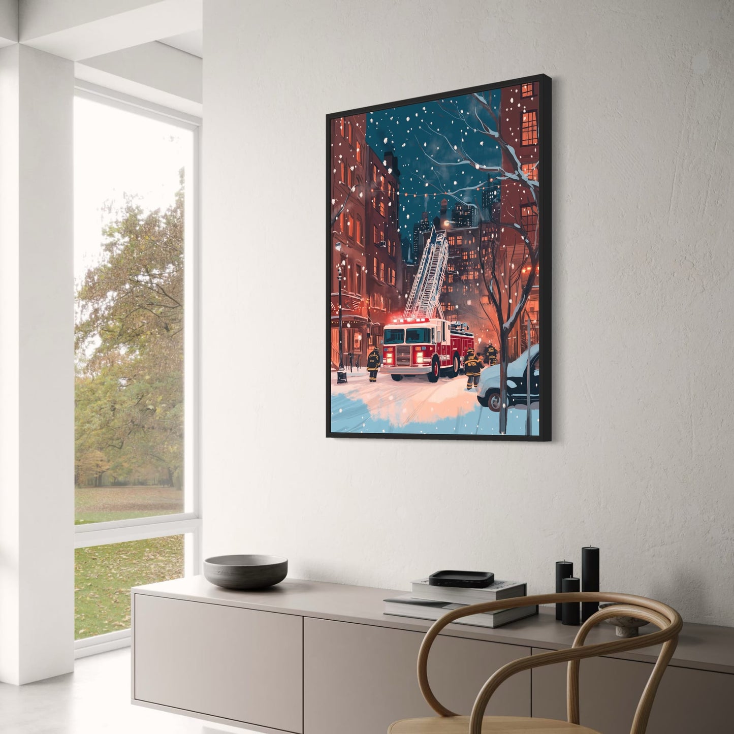 City Nightscape | Heroic Firefighters | Urban Art