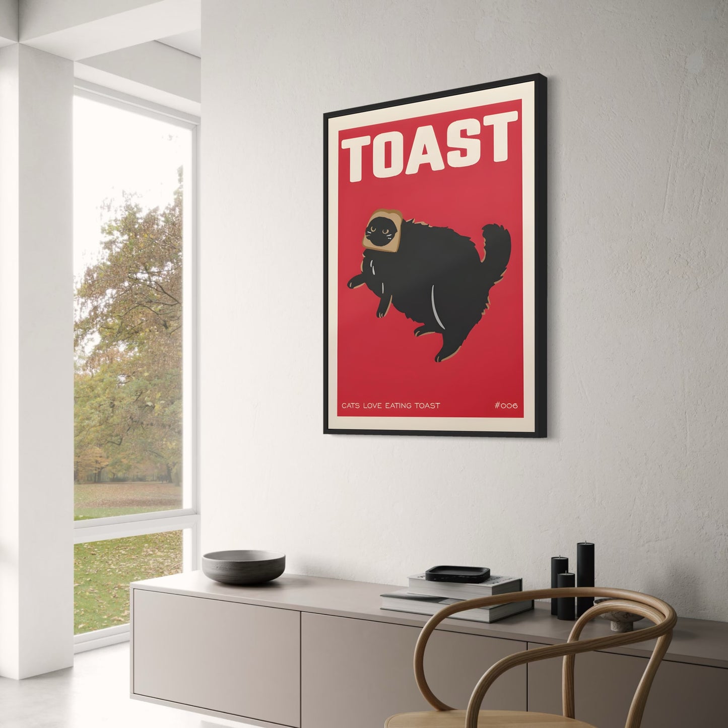 Vintage Big Cat Kitchen Art | Red Toast