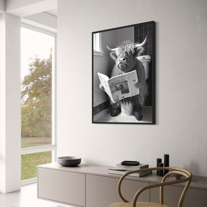 Highland Cow Reading on Toilet | Humorous Farmhouse Style