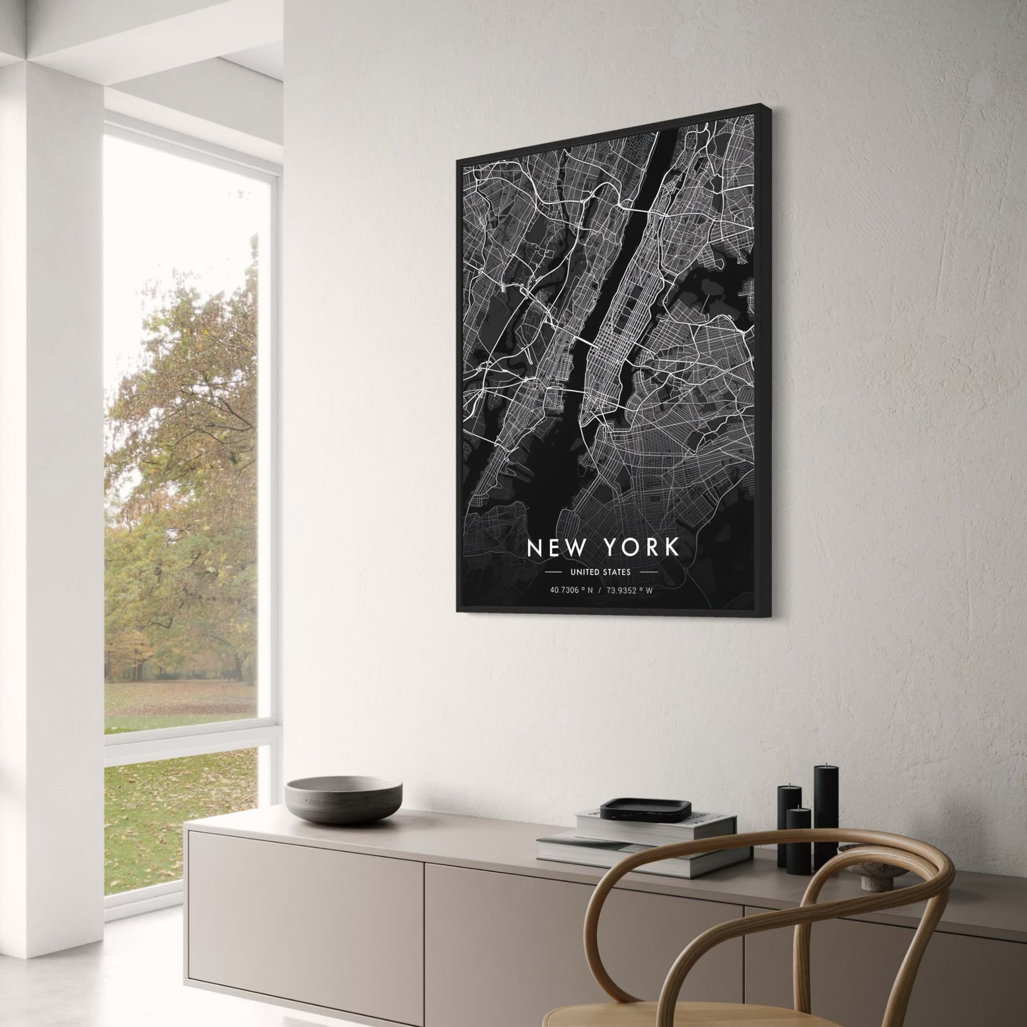 New York City Map | Black & White | Minimalist Urban Design