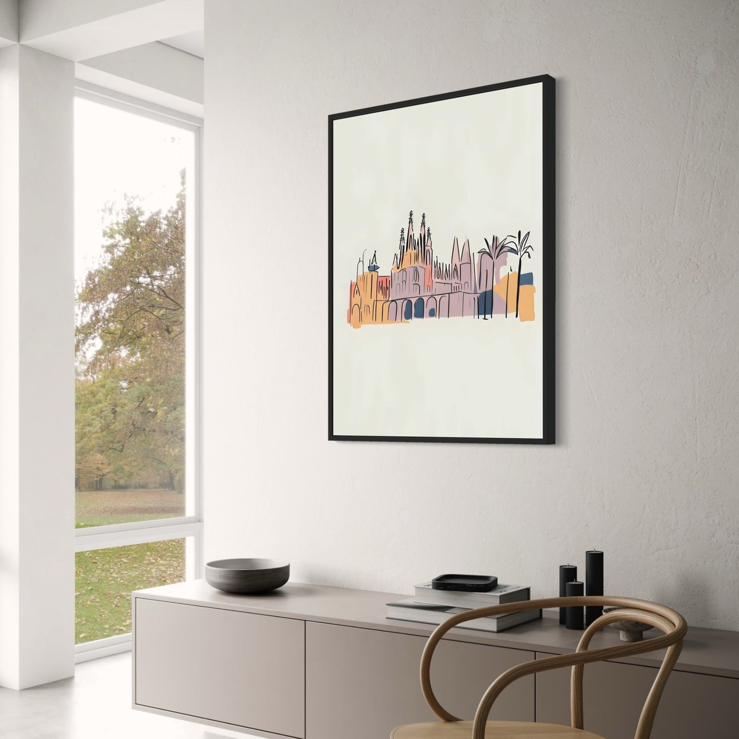 Alhambra Palace Silhouette Poster | Minimalist Spanish Landmark Art | Historical Building Illustration | Ideal for Modern Decor