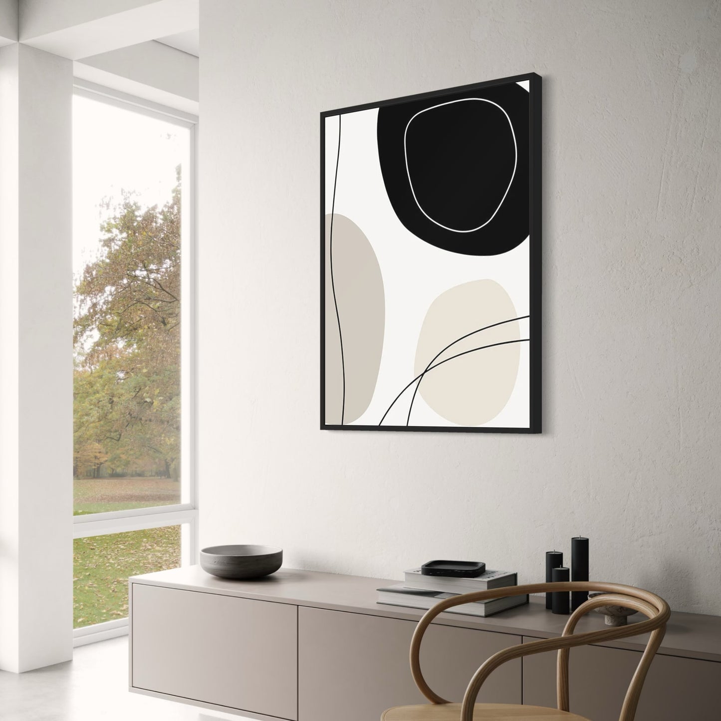 Monochrome Harmony Decorative Wall Art | Poster | Minimalist Black and White Art Print | Home Decor | Modern Art for Living Room | Aesthetic Interior Design Accent