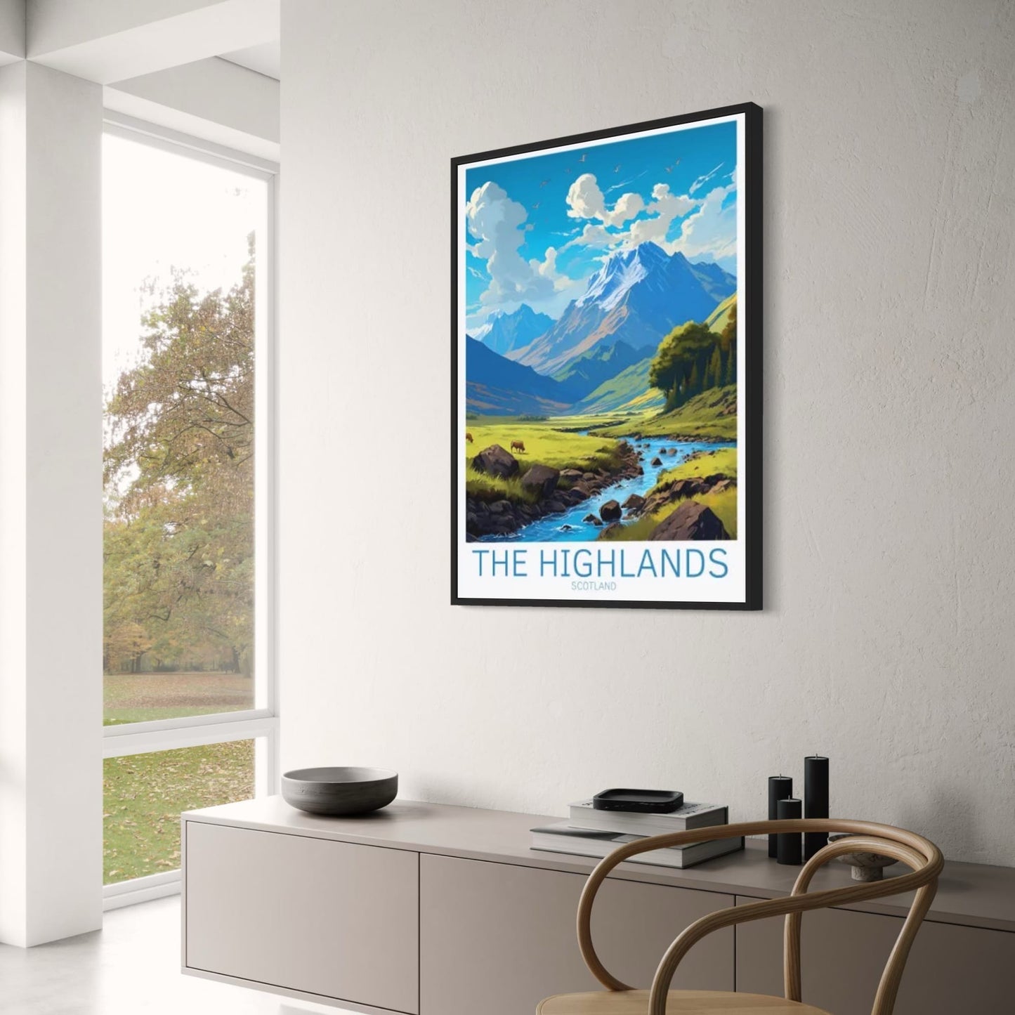 Iconic Scottish Highlands River Scene | Nature Landscape Poster | Stunning Wall Art Decor | Serene River View | High-Quality Print for Home & Office