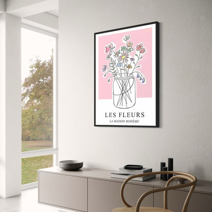 Les Fleurs Poster | Garden Blossoms | Bohemian Home Art Decor