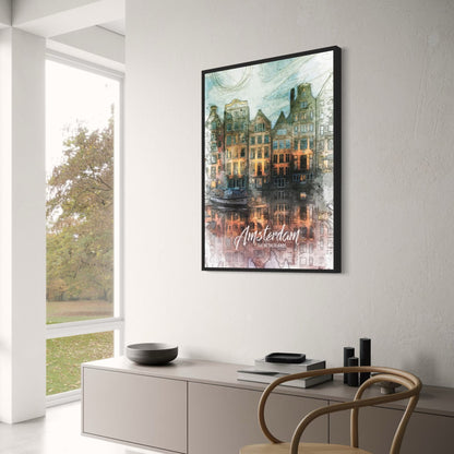 Canal Houses | Amsterdam | Netherlands | Traditional Dutch Architecture | Iconic Amsterdam Canals | Urban Architecture Posters