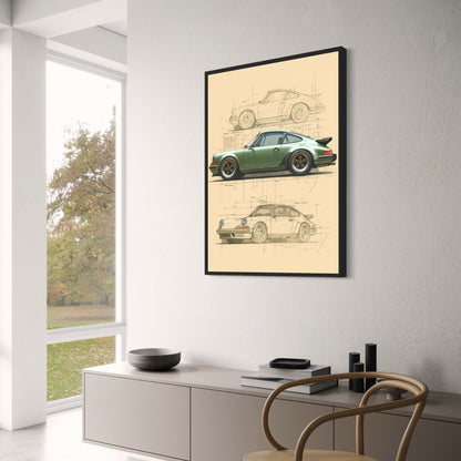 Porsche 911 | Vintage Blueprint Design