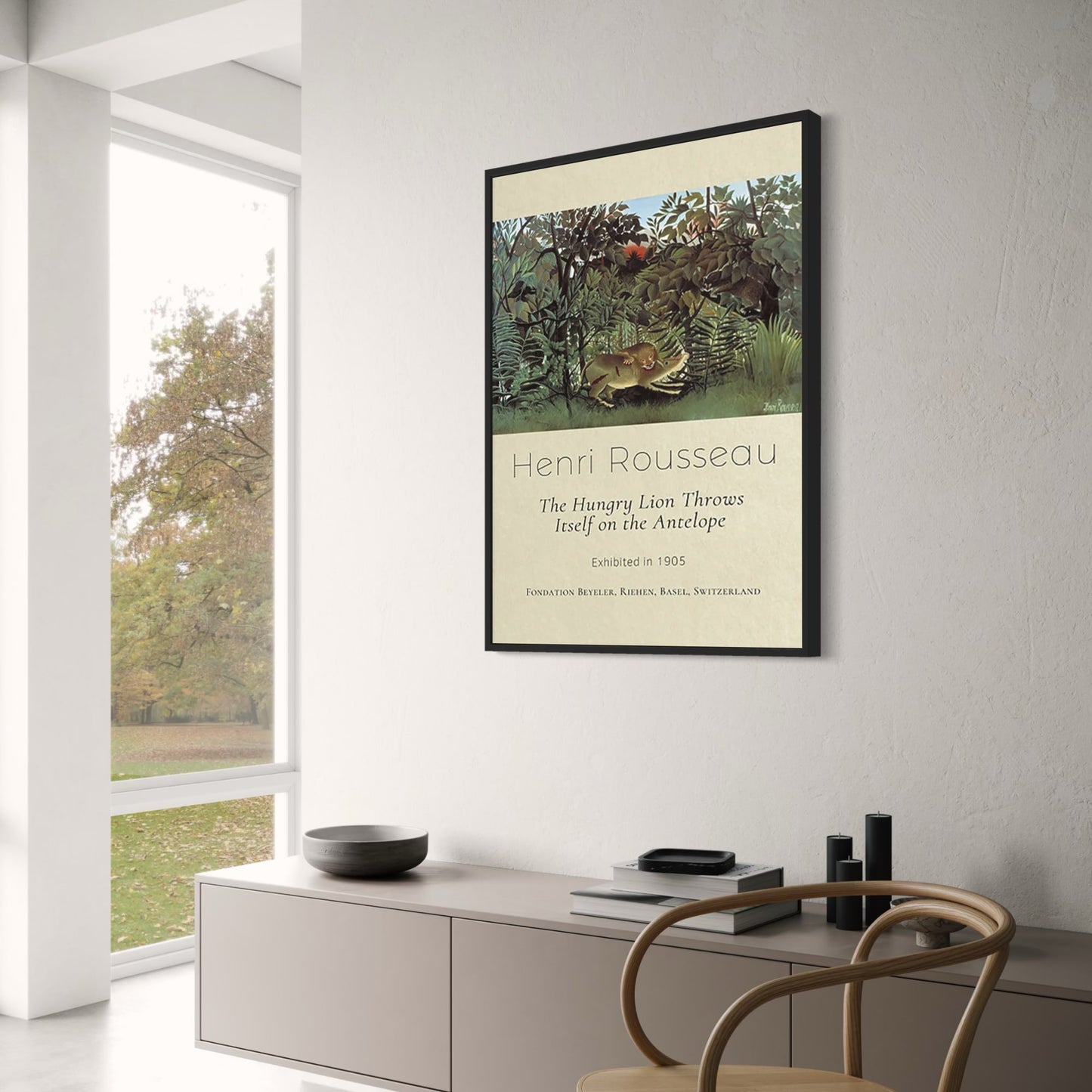 Henri Rousseau Poster | The Hungry Lion | Striking Wildlife Scene | Art Print Decor | Home Wall Art | Nature-Inspired Artwork