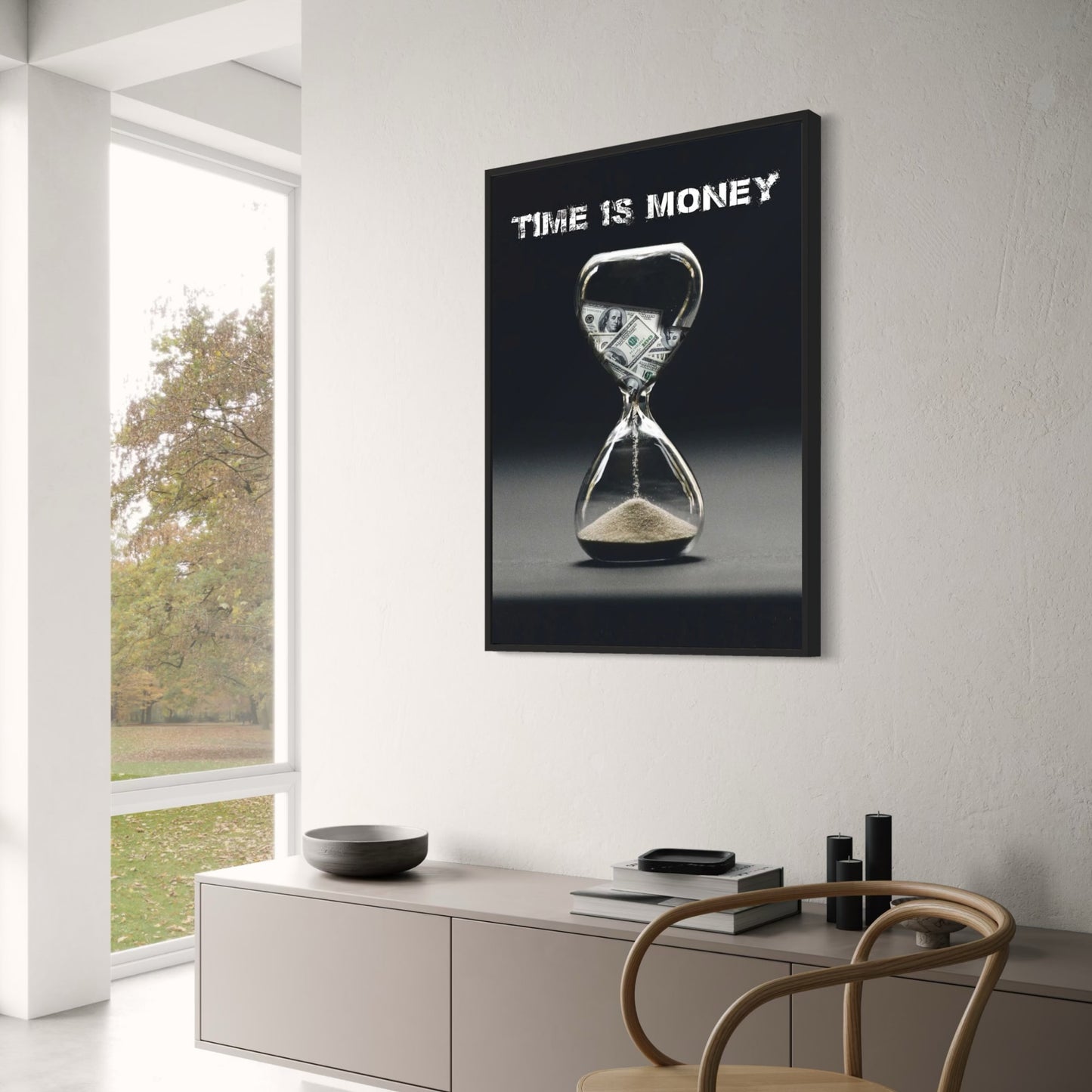 Time Is Money Hourglass | Modern Motivational Decor