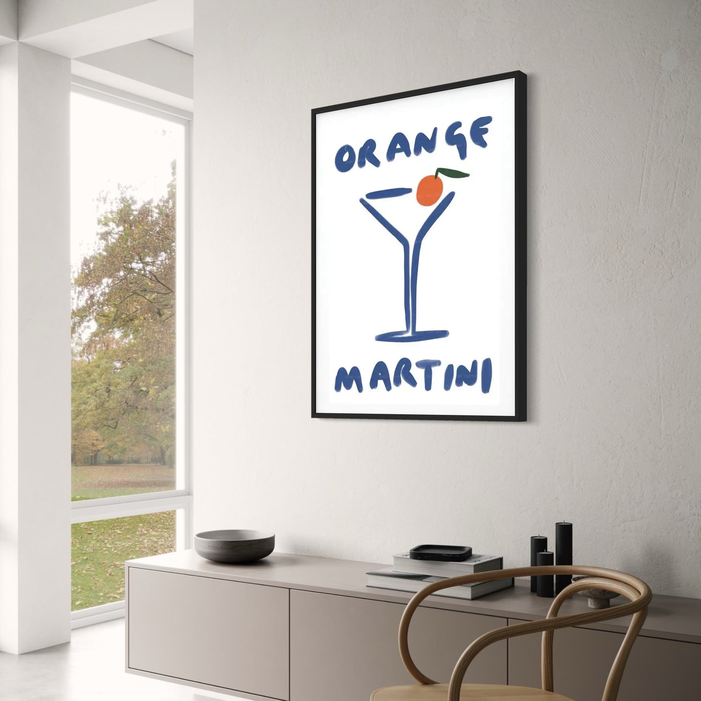 Minimalistic Orange Martini Cocktail Poster | Modern Wall Art | Home & Garden Decor | Unique Visual Artwork