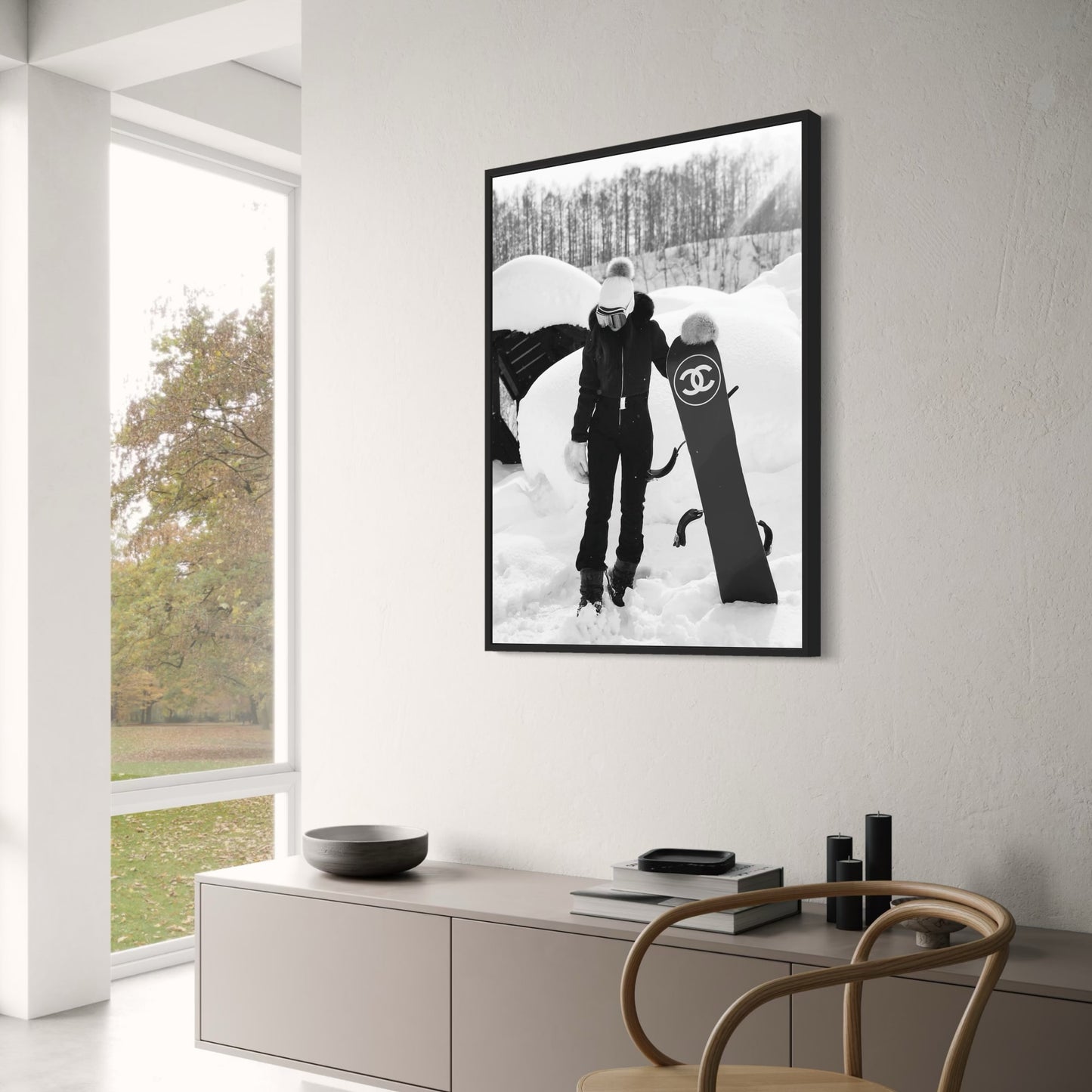 Chanel Snowboard | Fashionable Winter Sports Illustration