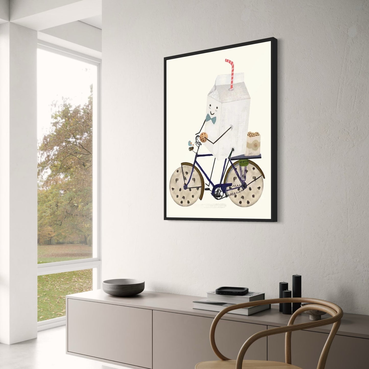 Milk and Cookies Poster | Whimsical Wheels Design | Joyful Animation Art Adventure