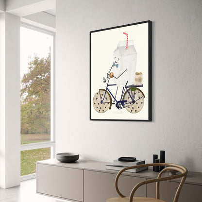 Milk and Cookies Poster | Whimsical Wheels Design | Joyful Animation Art Adventure