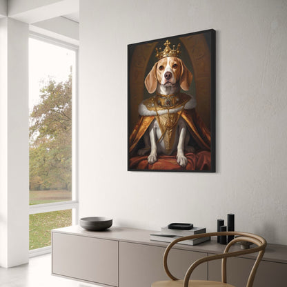Beagle Throne of Gold | Royal Pet Decor | Animal Art Print | Majestic Canine Poster | Luxury Home Decor
