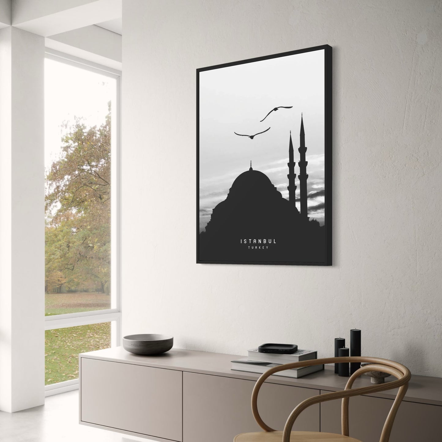 Sleymaniye Mosque Silhouette Poster | Istanbul's Iconic Skyline | Ottoman Architectural Marvel | Timeless Turkish Decor for Home & Garden