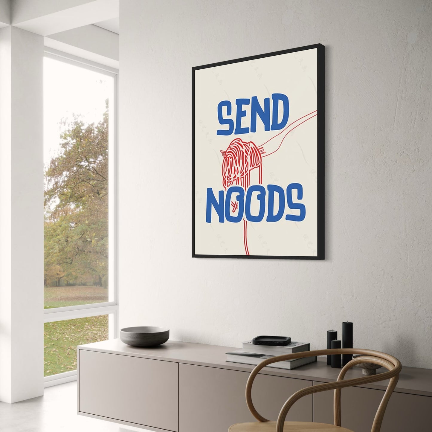 Vintage Kitchen Poster | Send Noods | Food Art Print | Retro Culinary Wall Decor