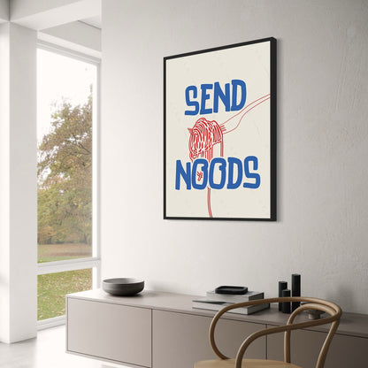 Vintage Kitchen Poster | Send Noods | Food Art Print | Retro Culinary Wall Decor