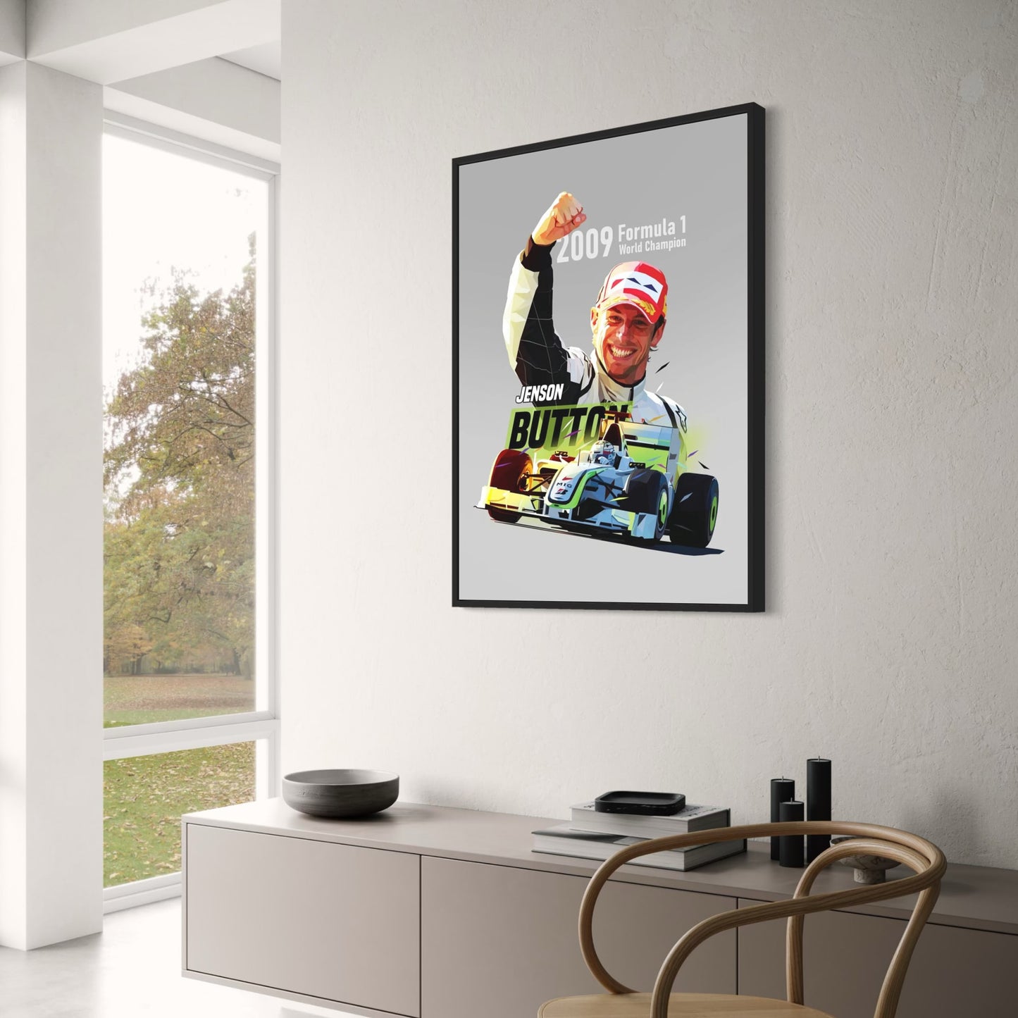 F1 Racing Legend Jenson Button | Formula 1 Racer Helmet Art | Decor Poster