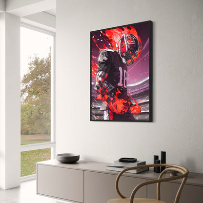 American Football Poster | Dynamic Tribute to Sporting Excellence | Iconic Athlete Artwork | Celebrating Passion, Power, and Achievement | Sports Wall Art