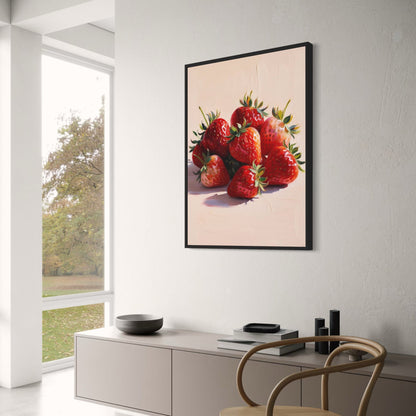 Strawberry Art | Botanical-Style | Vibrant Red