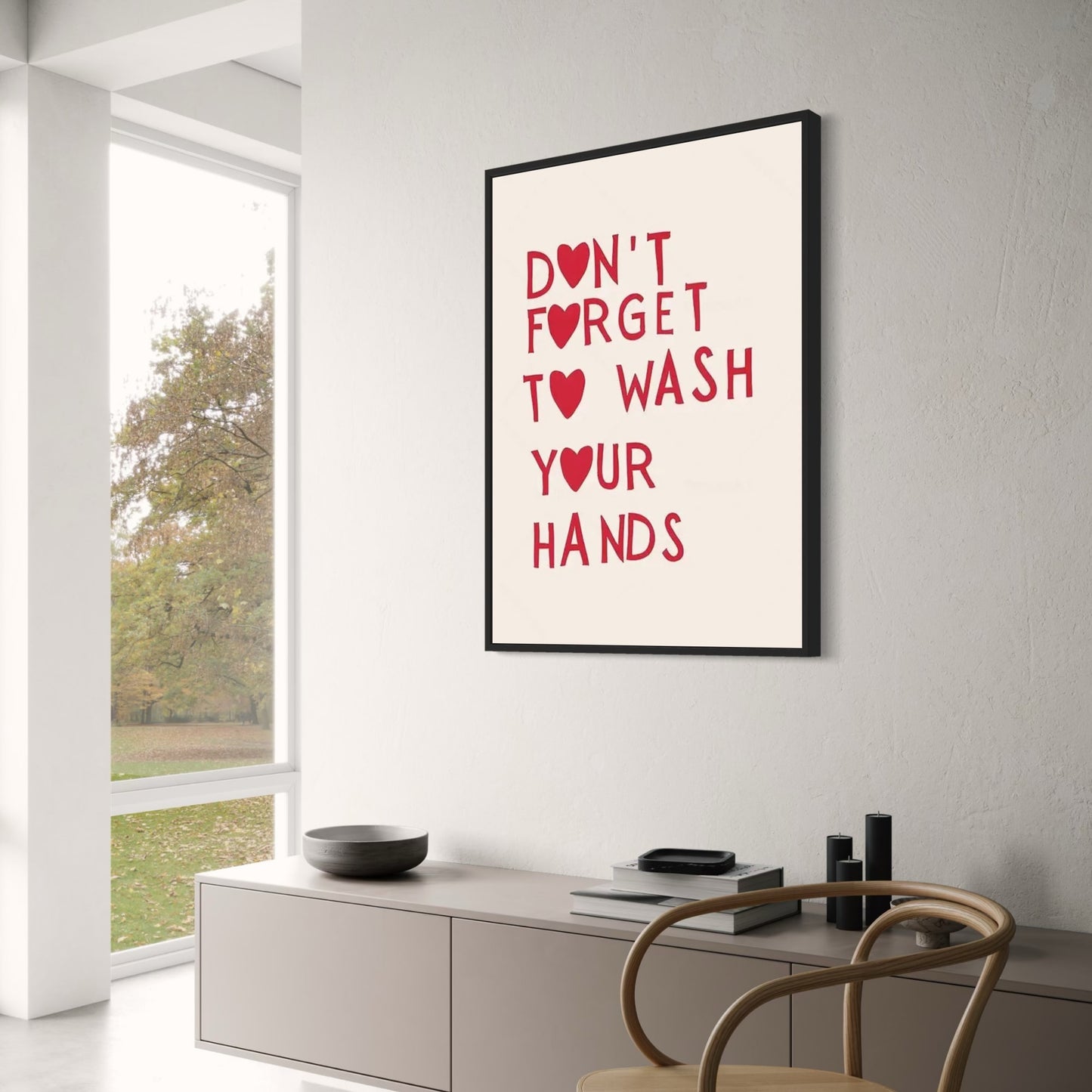 Minimalist Bathroom Art | Wash Your Hands Reminder