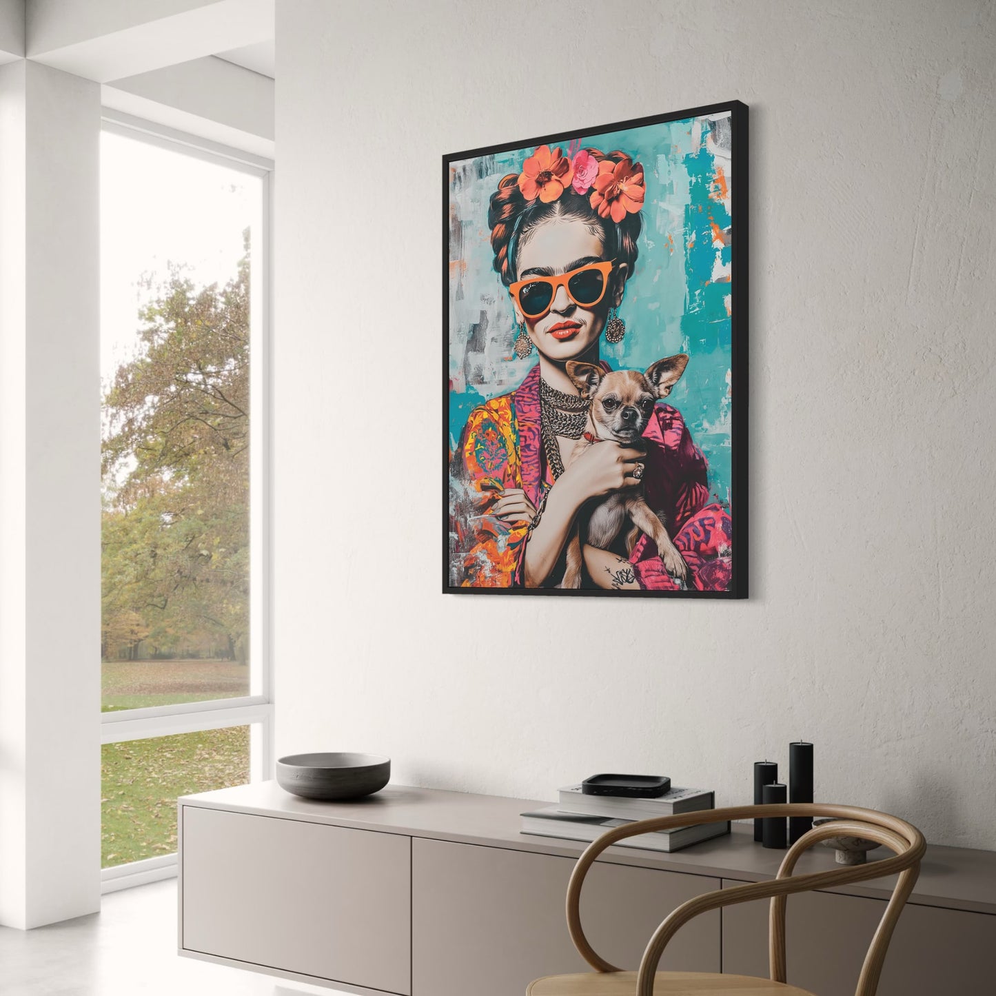 Frida Kahlo Style | Chihuahua Portrait | Colorful Artwork
