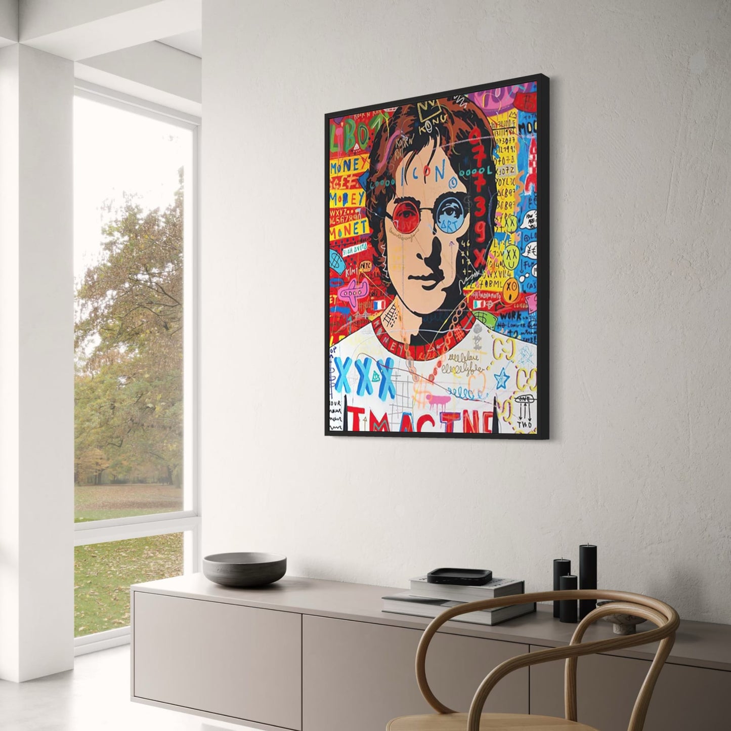 Abstract Street Pop Graffiti Poster | Jon lenon Portrait | Wall Art for Living Room Decor