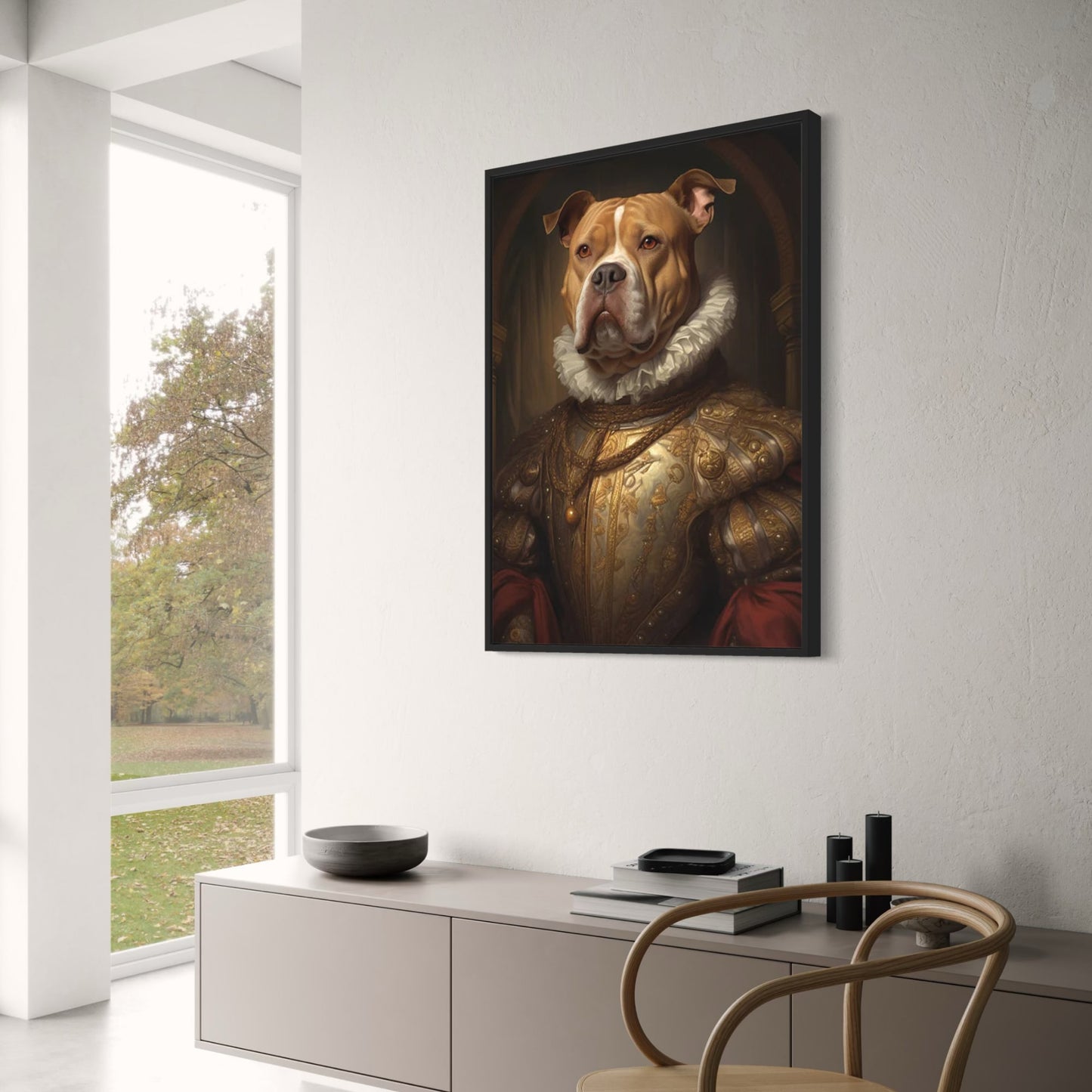 Pitbull in Golden Armor | Regal Dog Art