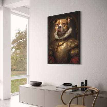 Pitbull in Golden Armor | Regal Dog Art