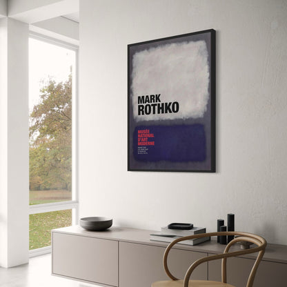 Mark Rothko | White & Navy on Grey | Modern Abstract