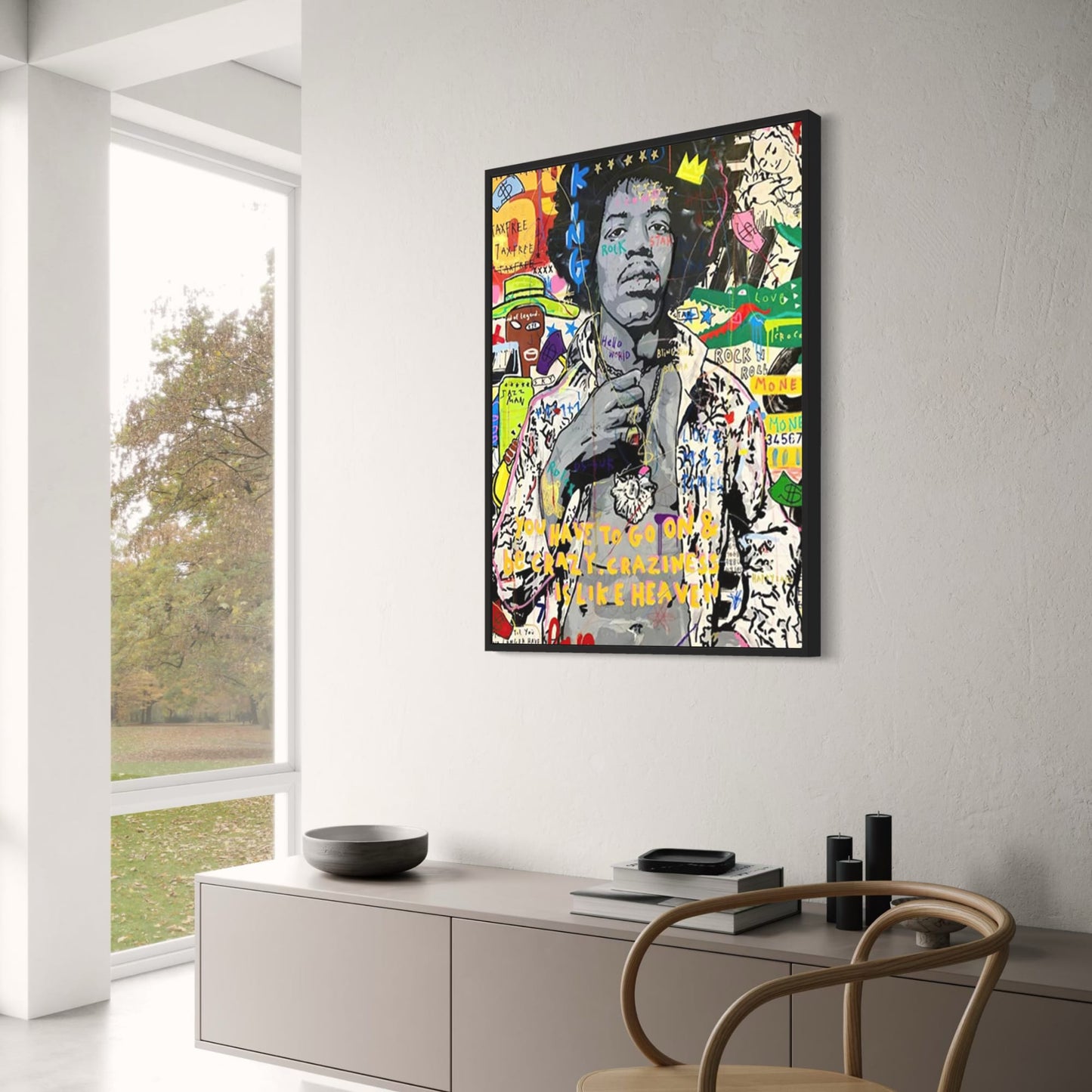 Abstract Street Pop Graffiti Art | Jimi Hendrix Portrait | Canvas Poster Prints for Living Room Decor