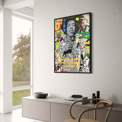 Abstract Street Pop Graffiti Art | Jimi Hendrix Portrait | Canvas Poster Prints for Living Room Decor